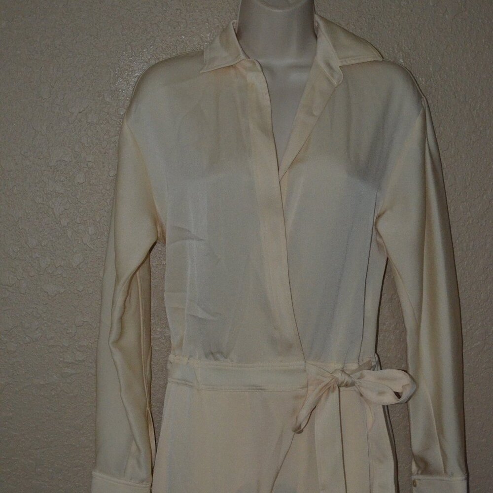 NWT $495 Vince Cream Long Sleeve Belted Jumpsuit - Picture 2 of 8